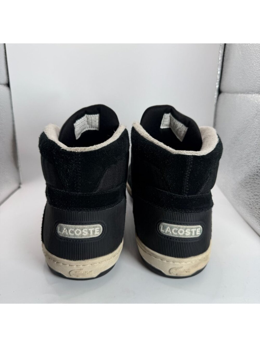 Lacoste Mens Black Mid-Top Sneakers Size 12 Leather & Suede Warm Shoes - Picture 5 of 8